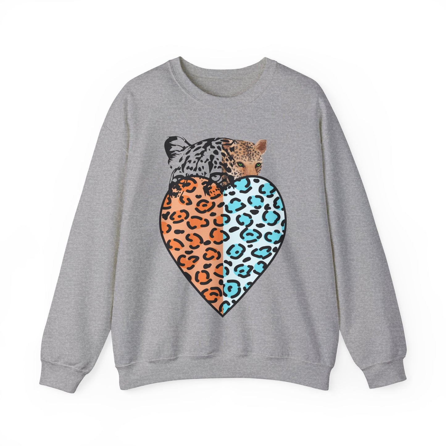 Leopard Heart Heavy Blend Crewneck Sweatshirt