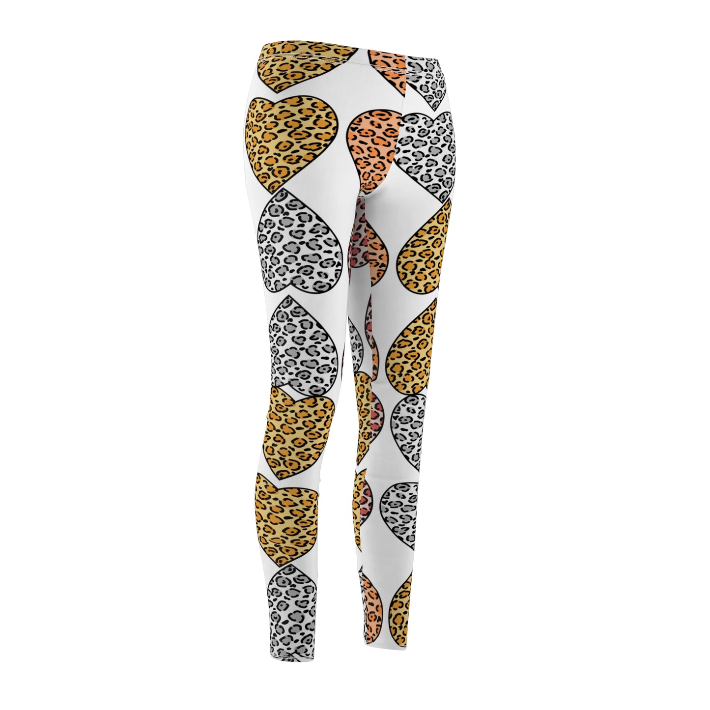 Leopard Heart Cut & Sew Casual Leggings, best friend graduation gift, gift for best friend female, winter leggings