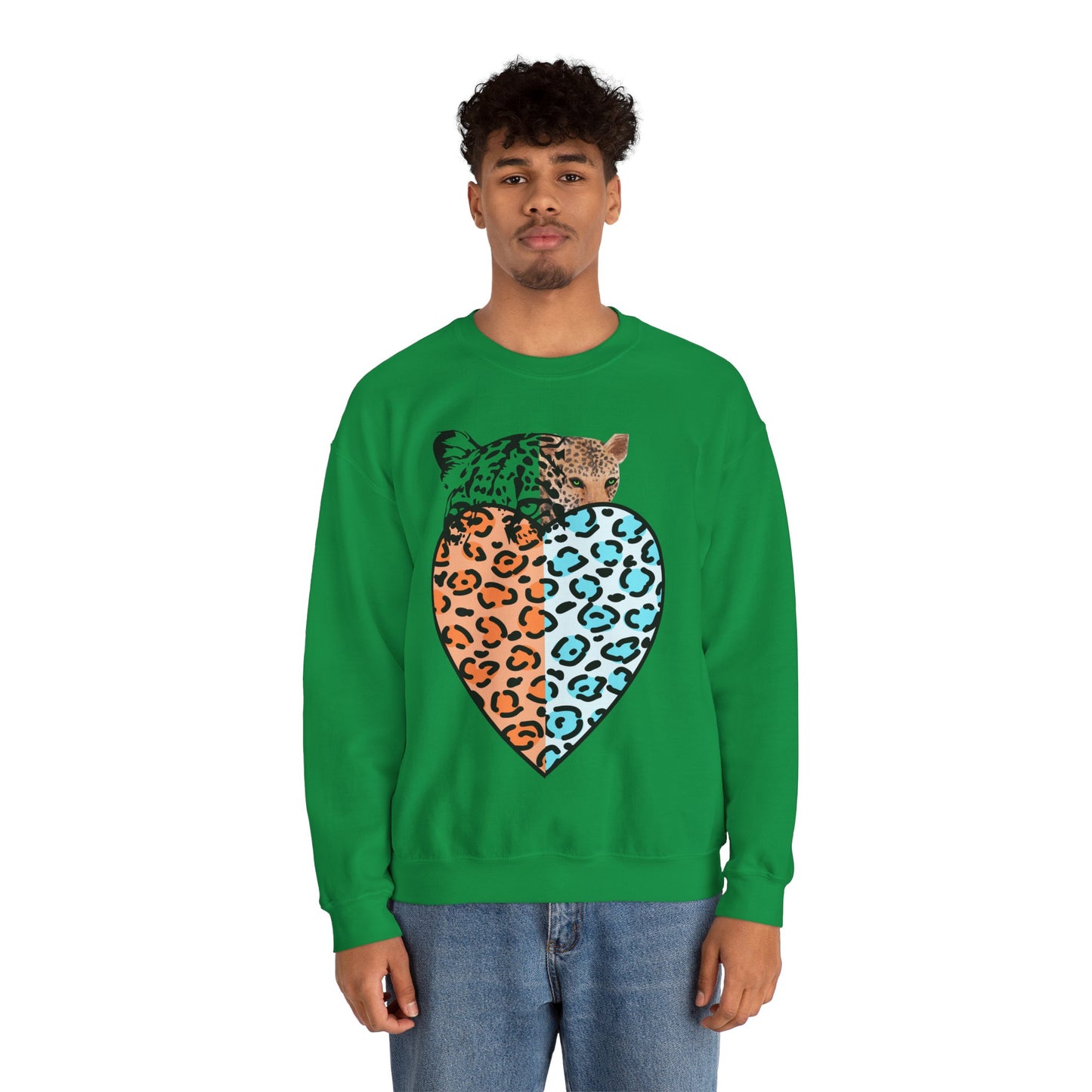 Leopard Heart Heavy Blend Crewneck Sweatshirt