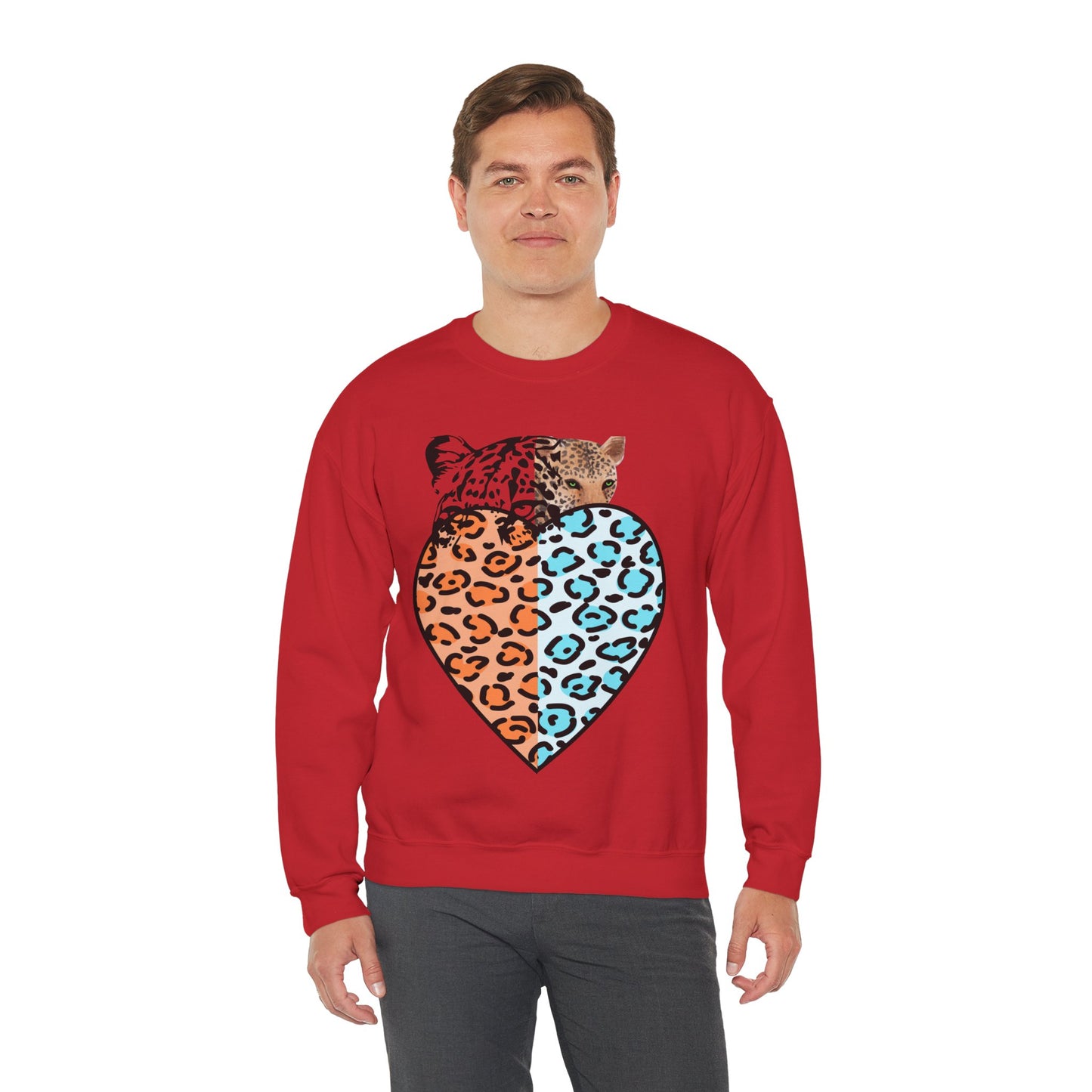 Leopard Heart Heavy Blend Crewneck Sweatshirt