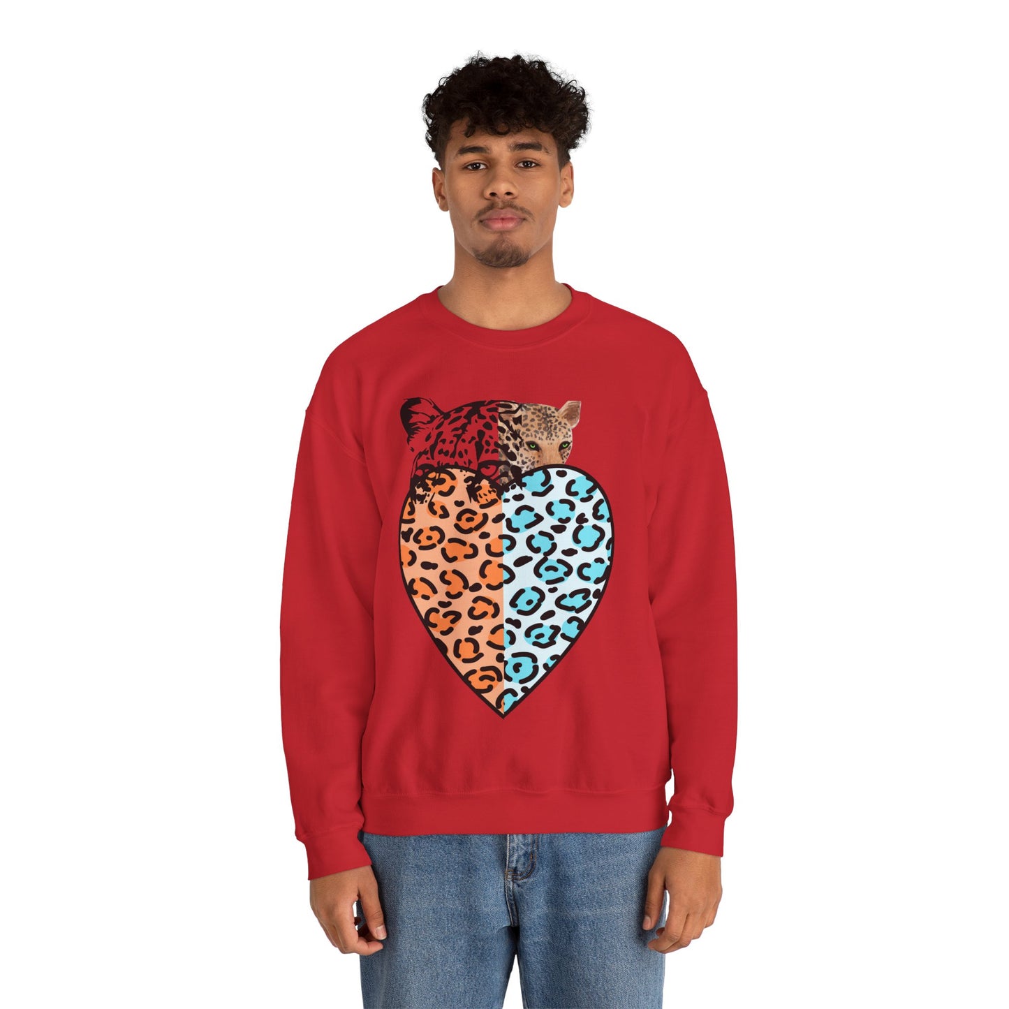 Leopard Heart Heavy Blend Crewneck Sweatshirt