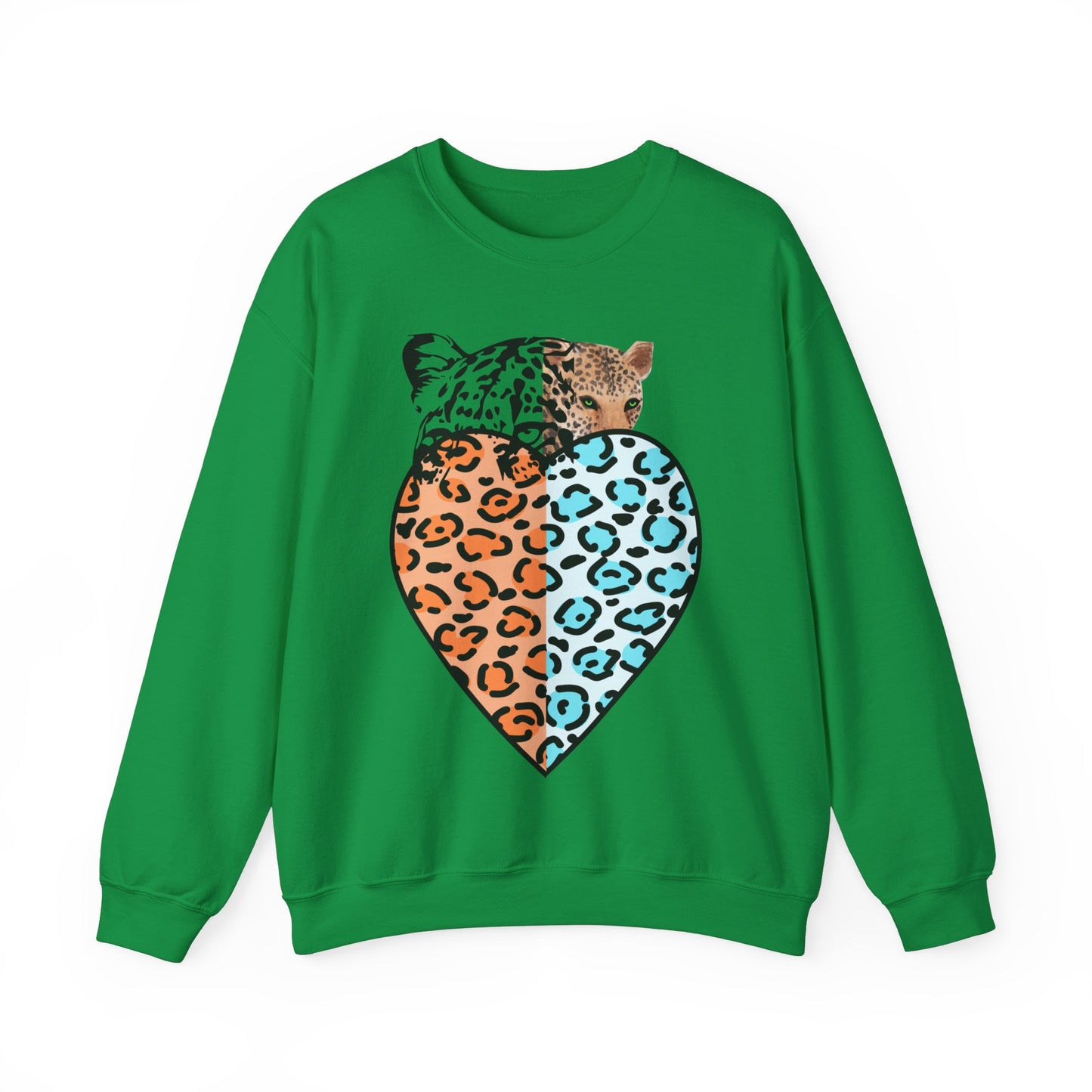 Leopard Heart Heavy Blend Crewneck Sweatshirt