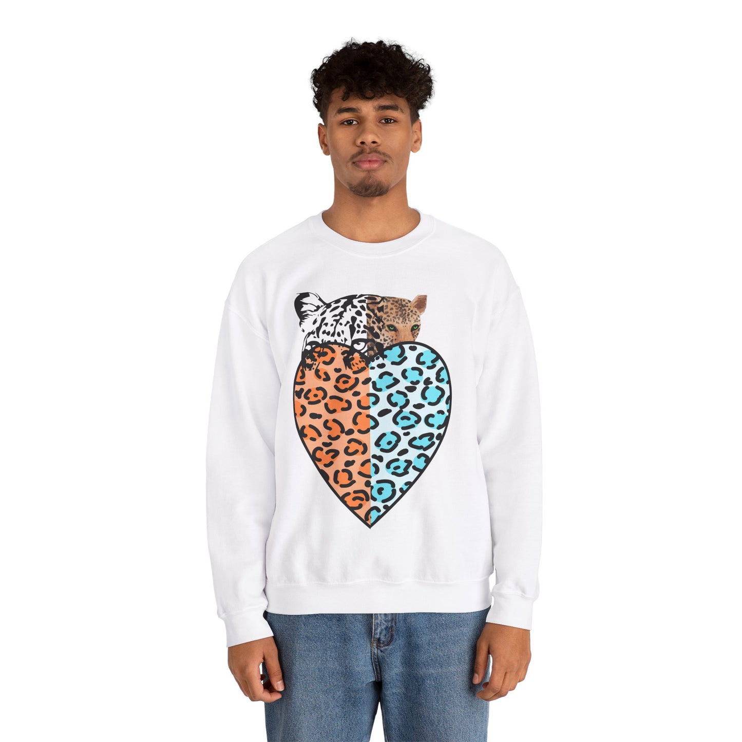 Leopard Heart Heavy Blend Crewneck Sweatshirt