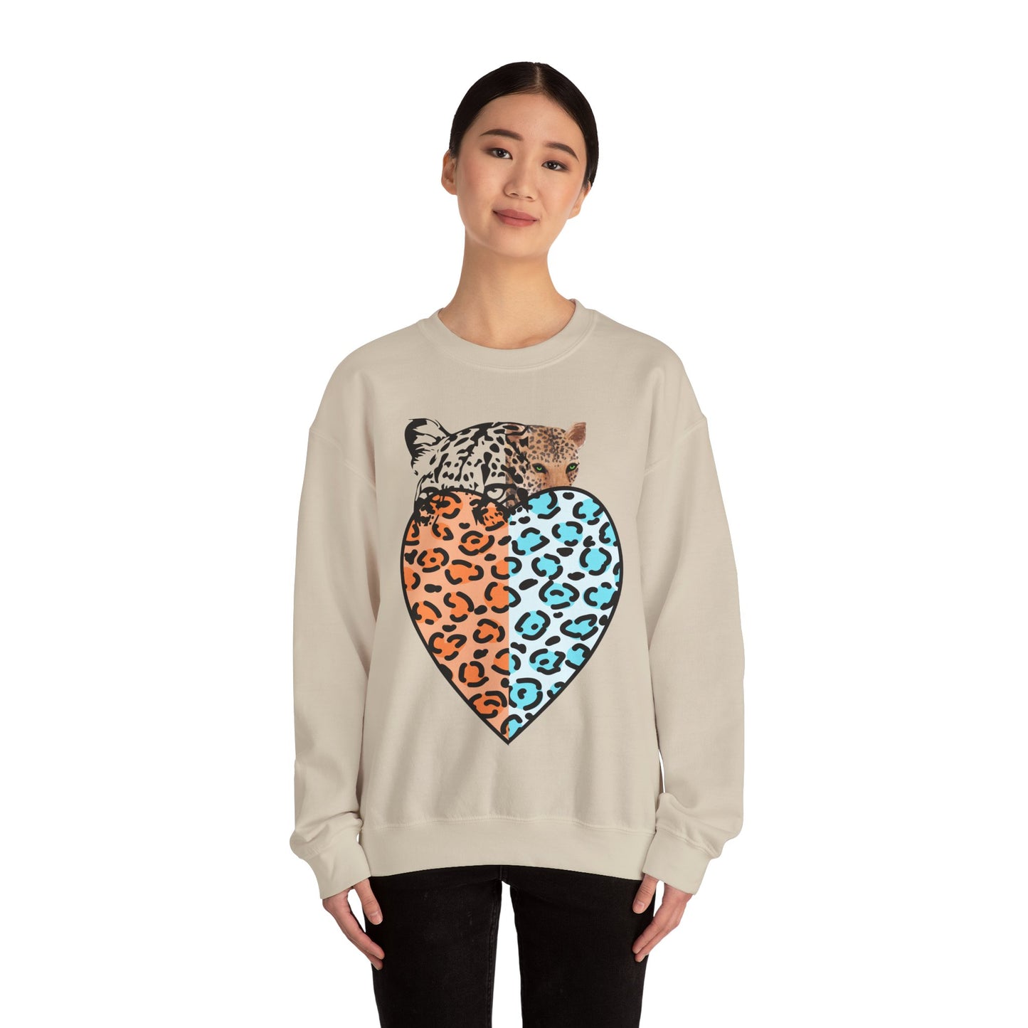 Leopard Heart Heavy Blend Crewneck Sweatshirt