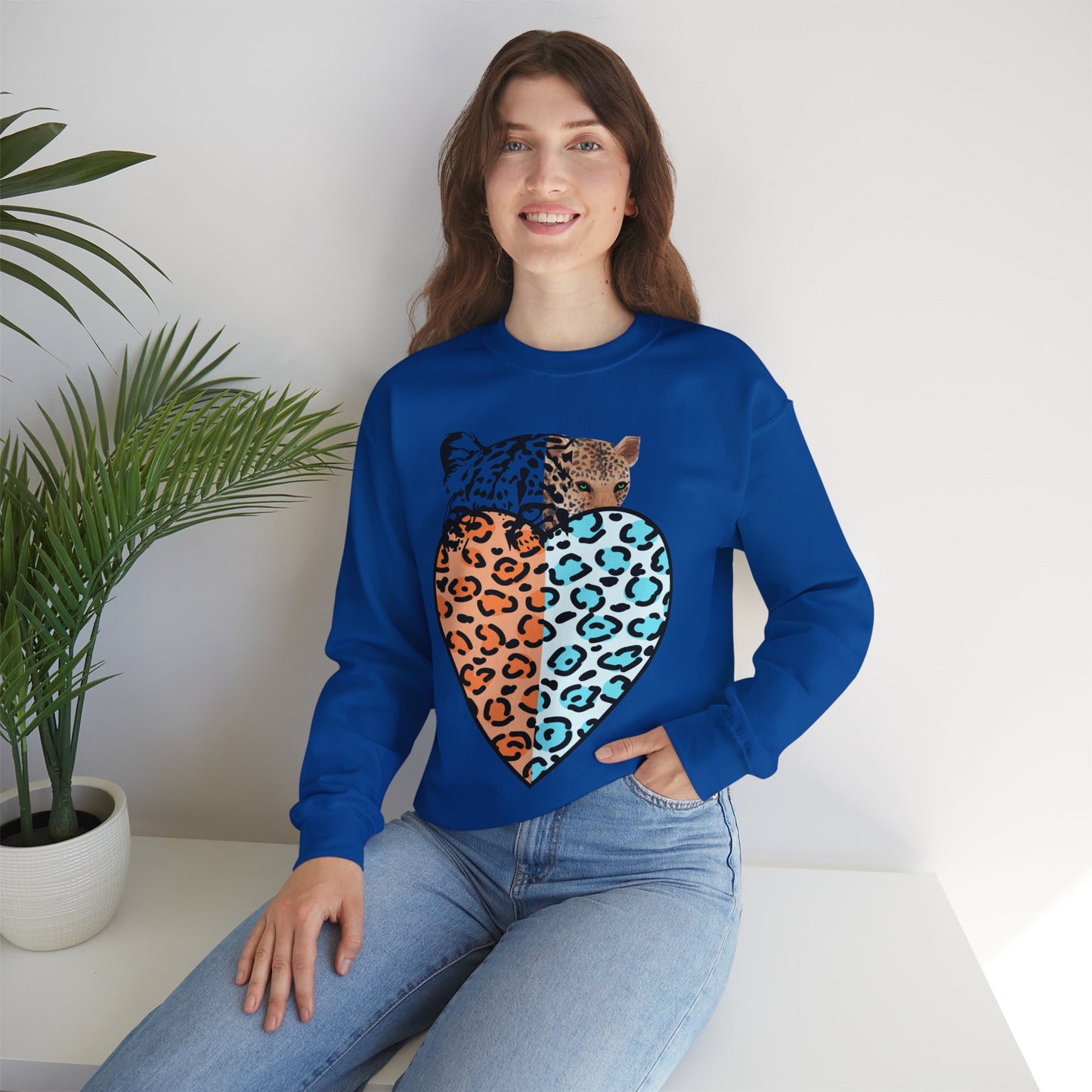 Leopard Heart Heavy Blend Crewneck Sweatshirt