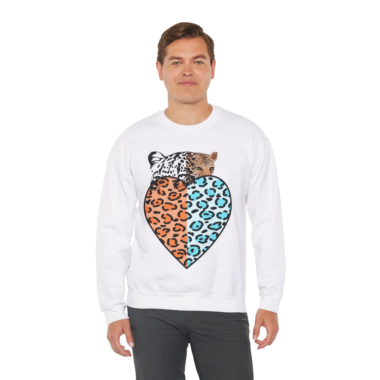 Leopard Heart Heavy Blend Crewneck Sweatshirt