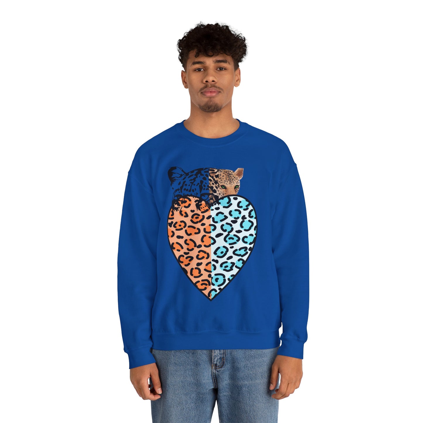 Leopard Heart Heavy Blend Crewneck Sweatshirt