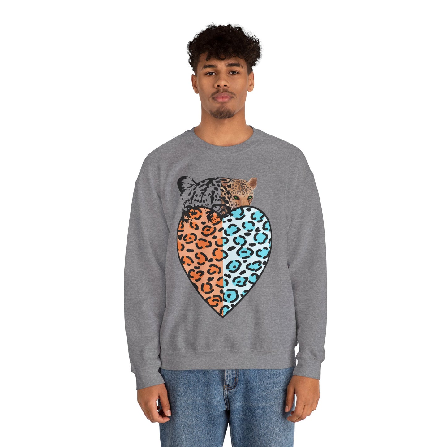 Leopard Heart Heavy Blend Crewneck Sweatshirt