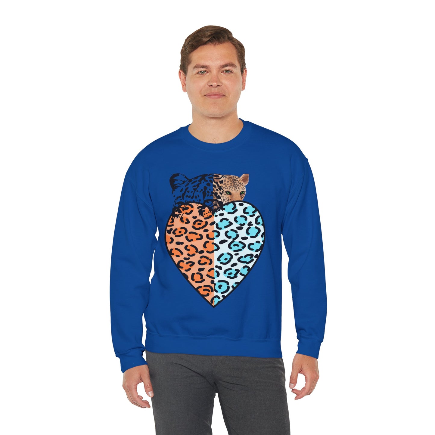 Leopard Heart Heavy Blend Crewneck Sweatshirt