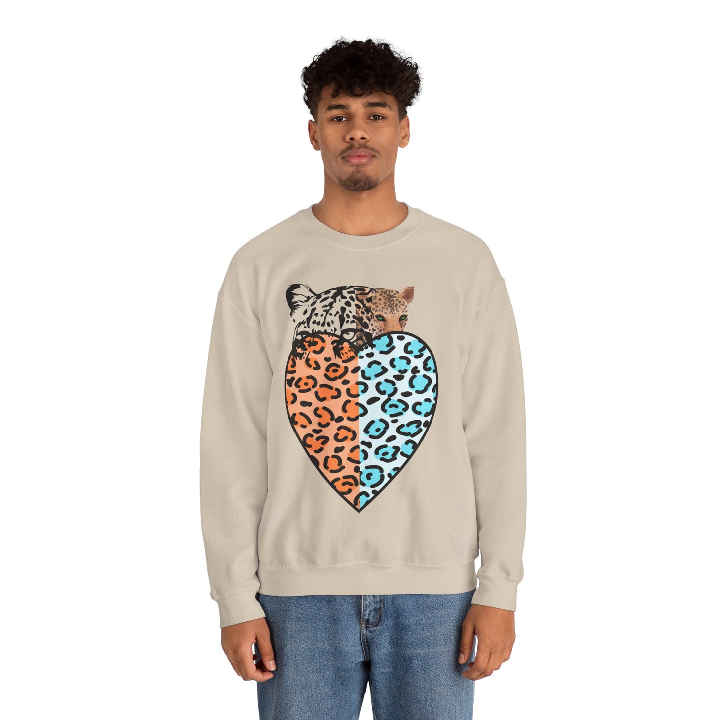 Leopard Heart Heavy Blend Crewneck Sweatshirt