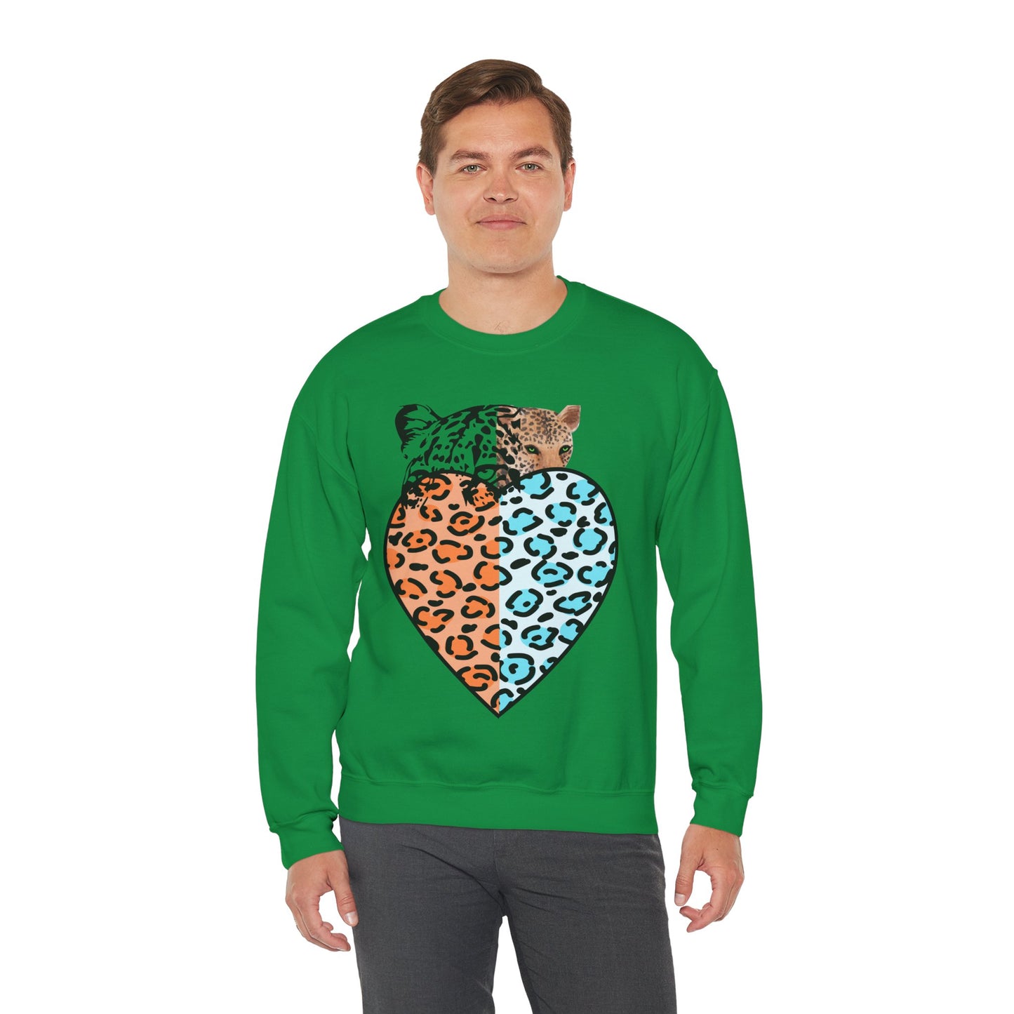 Leopard Heart Heavy Blend Crewneck Sweatshirt