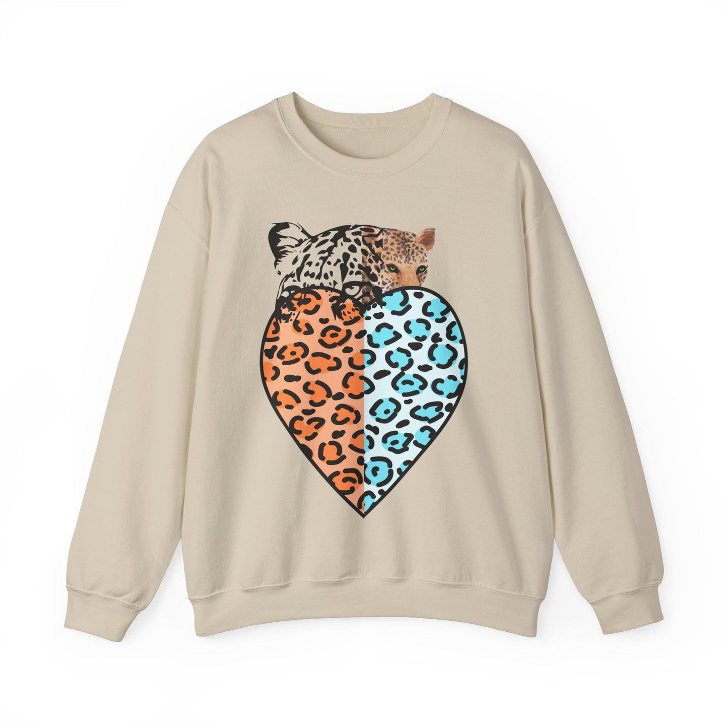 Leopard Heart Heavy Blend Crewneck Sweatshirt