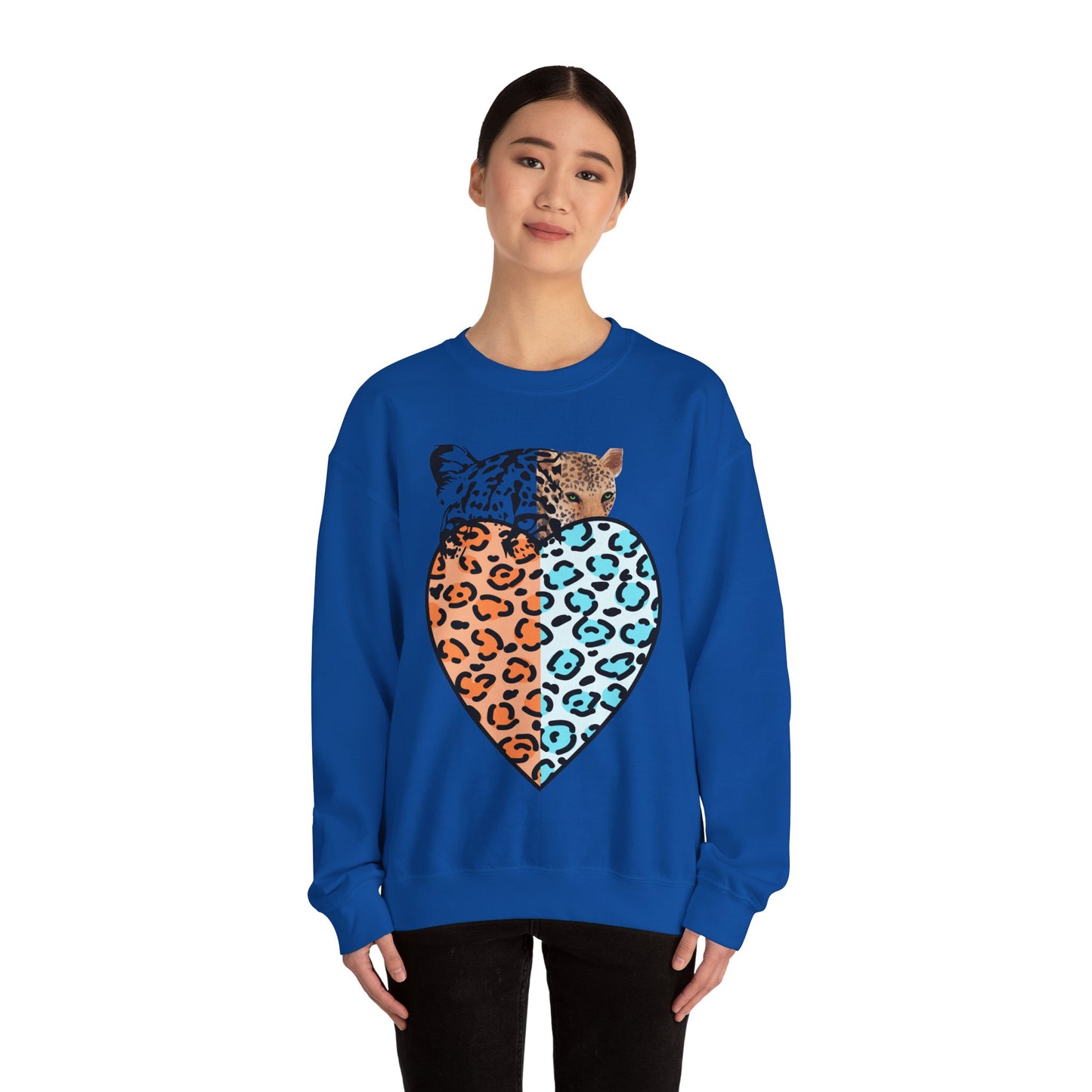 Leopard Heart Heavy Blend Crewneck Sweatshirt