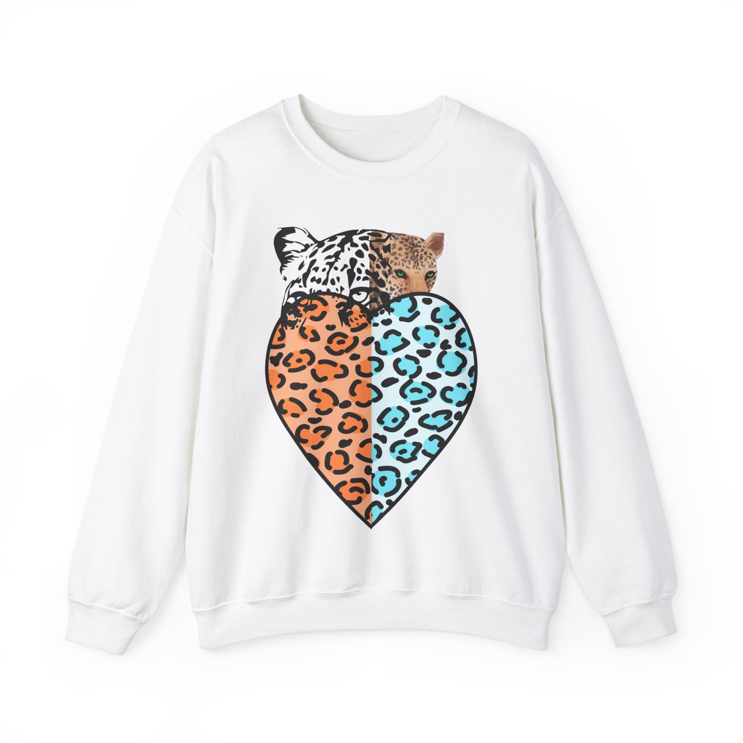 Leopard Heart Heavy Blend Crewneck Sweatshirt