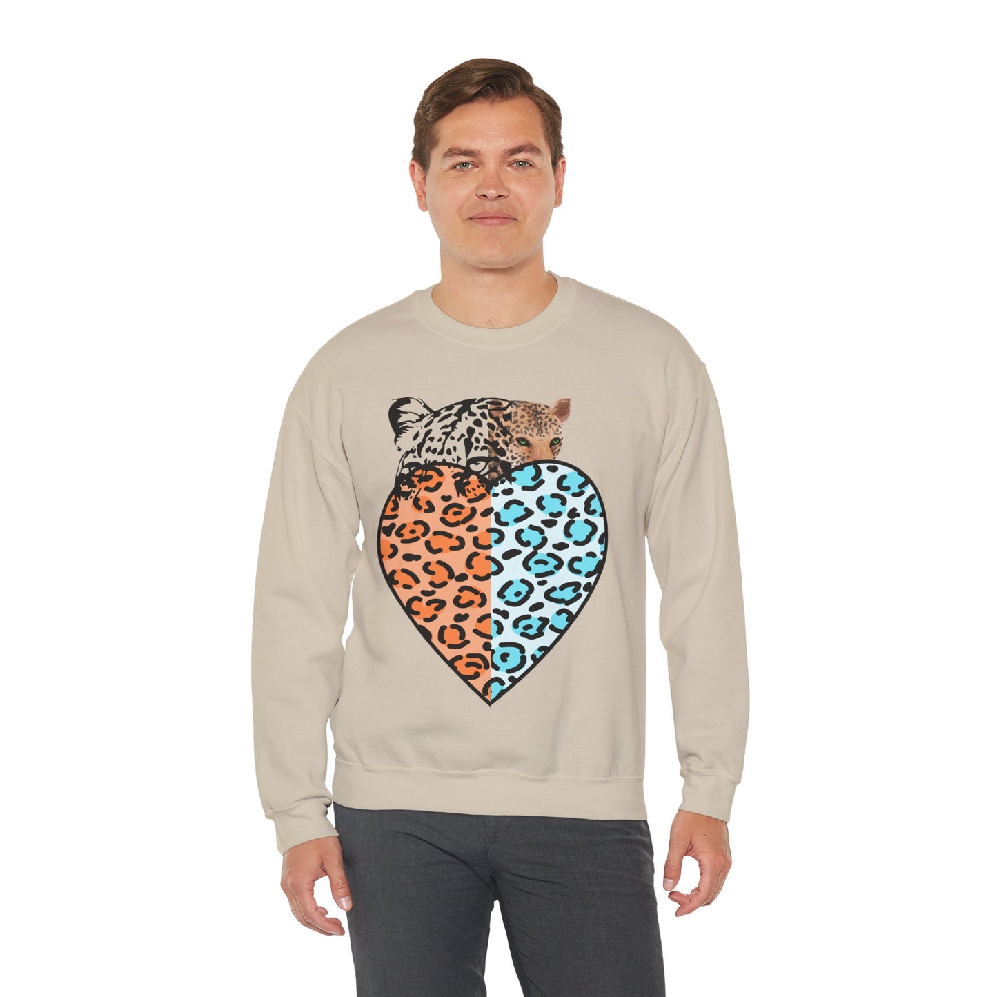 Leopard Heart Heavy Blend Crewneck Sweatshirt