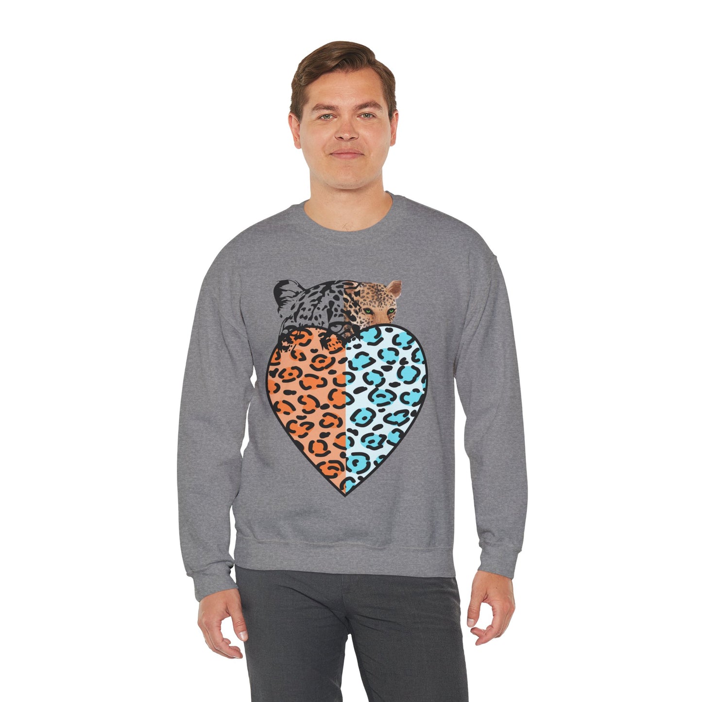 Leopard Heart Heavy Blend Crewneck Sweatshirt