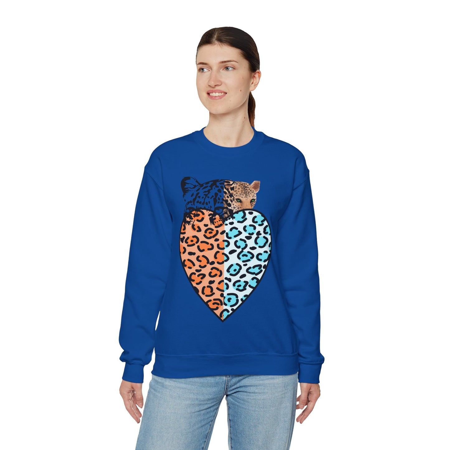 Leopard Heart Heavy Blend Crewneck Sweatshirt