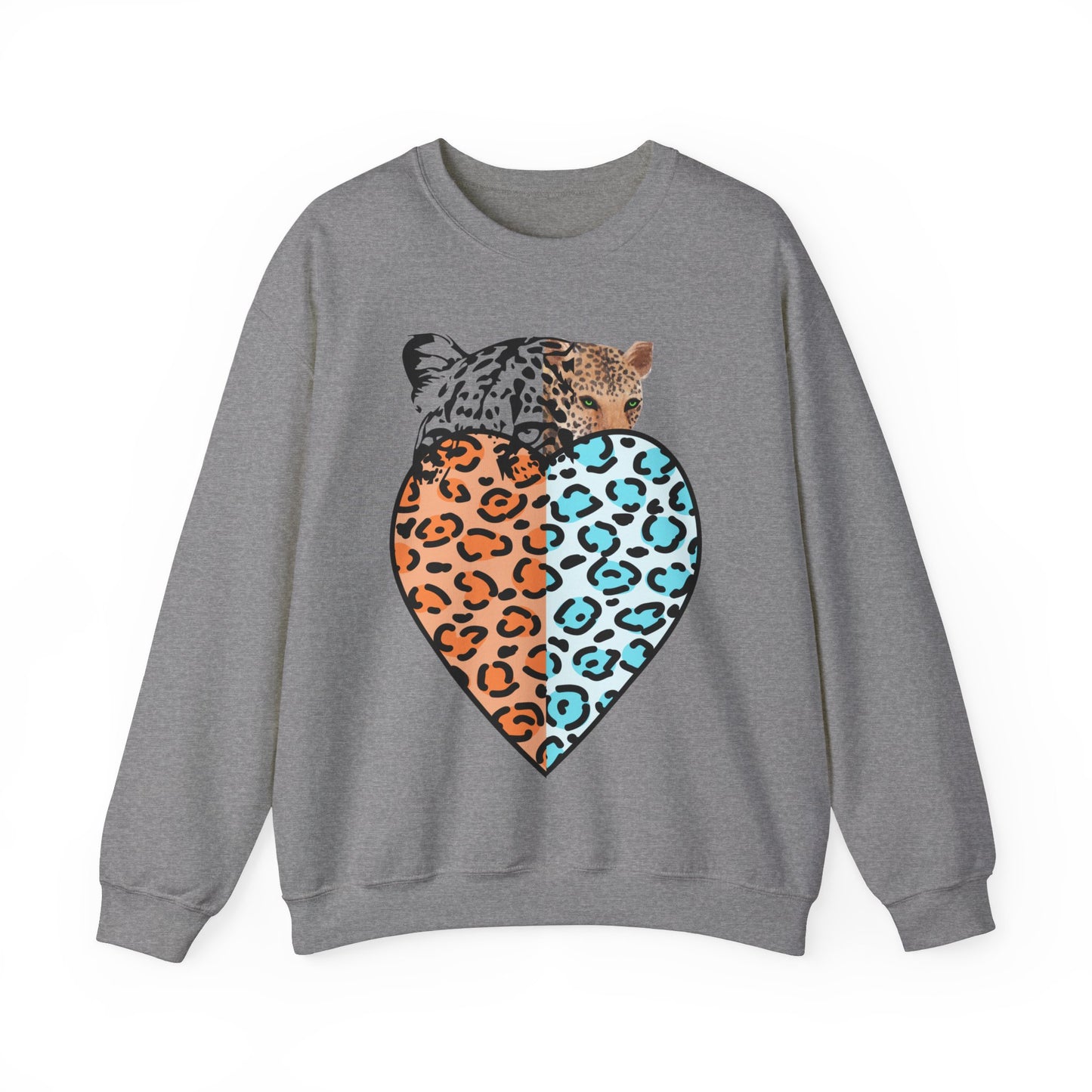 Leopard Heart Heavy Blend Crewneck Sweatshirt