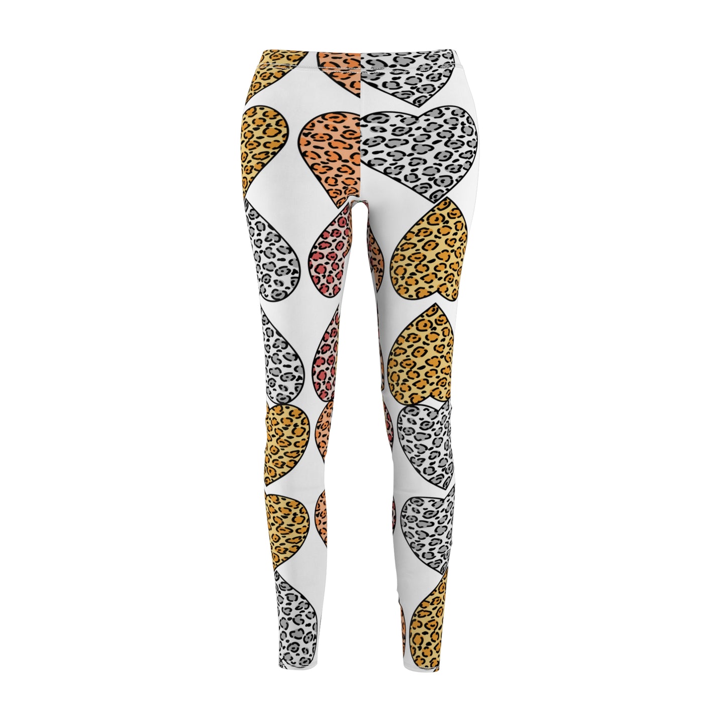 Leopard Heart Cut & Sew Casual Leggings, best friend graduation gift, gift for best friend female, winter leggings