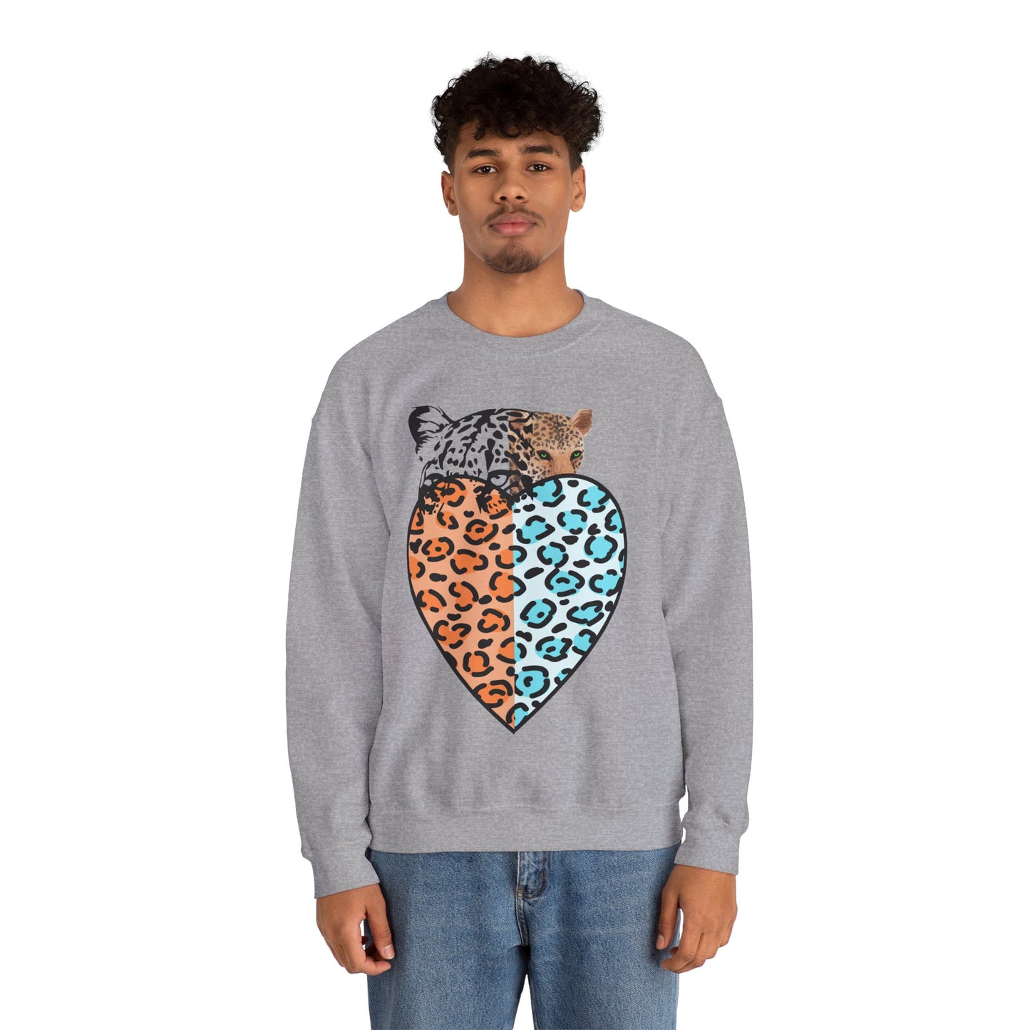 Leopard Heart Heavy Blend Crewneck Sweatshirt