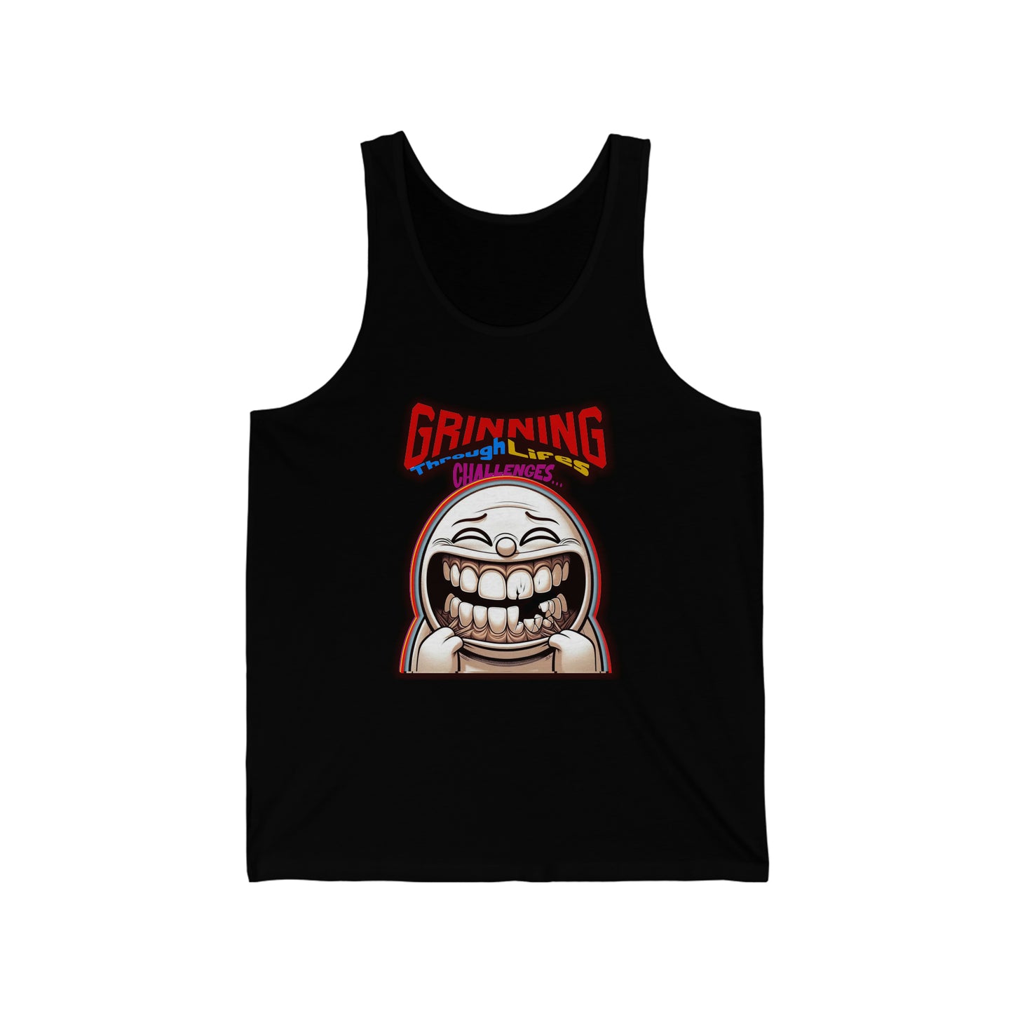 Grinning through life's challenges Unisex Jersey Tank