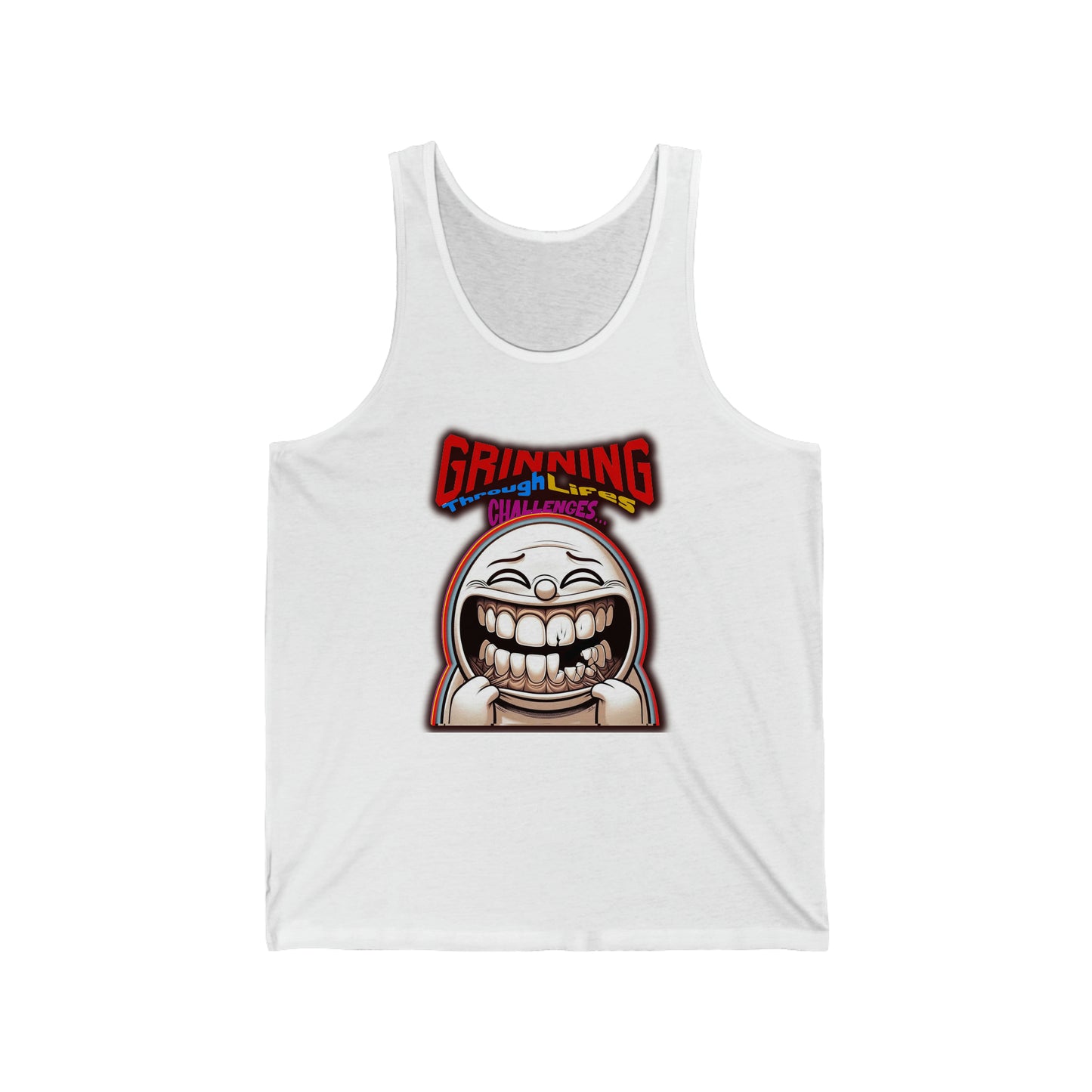 Grinning through life's challenges Unisex Jersey Tank