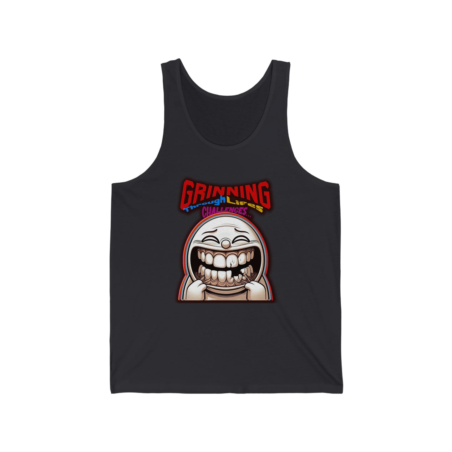 Grinning through life's challenges Unisex Jersey Tank