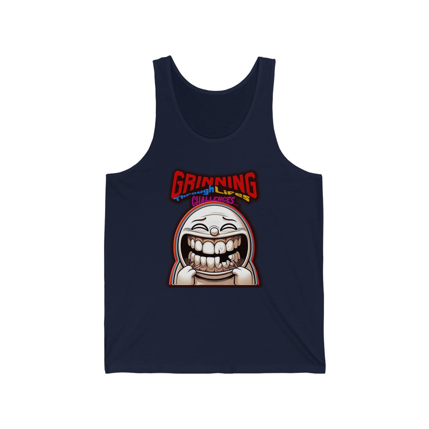 Grinning through life's challenges Unisex Jersey Tank