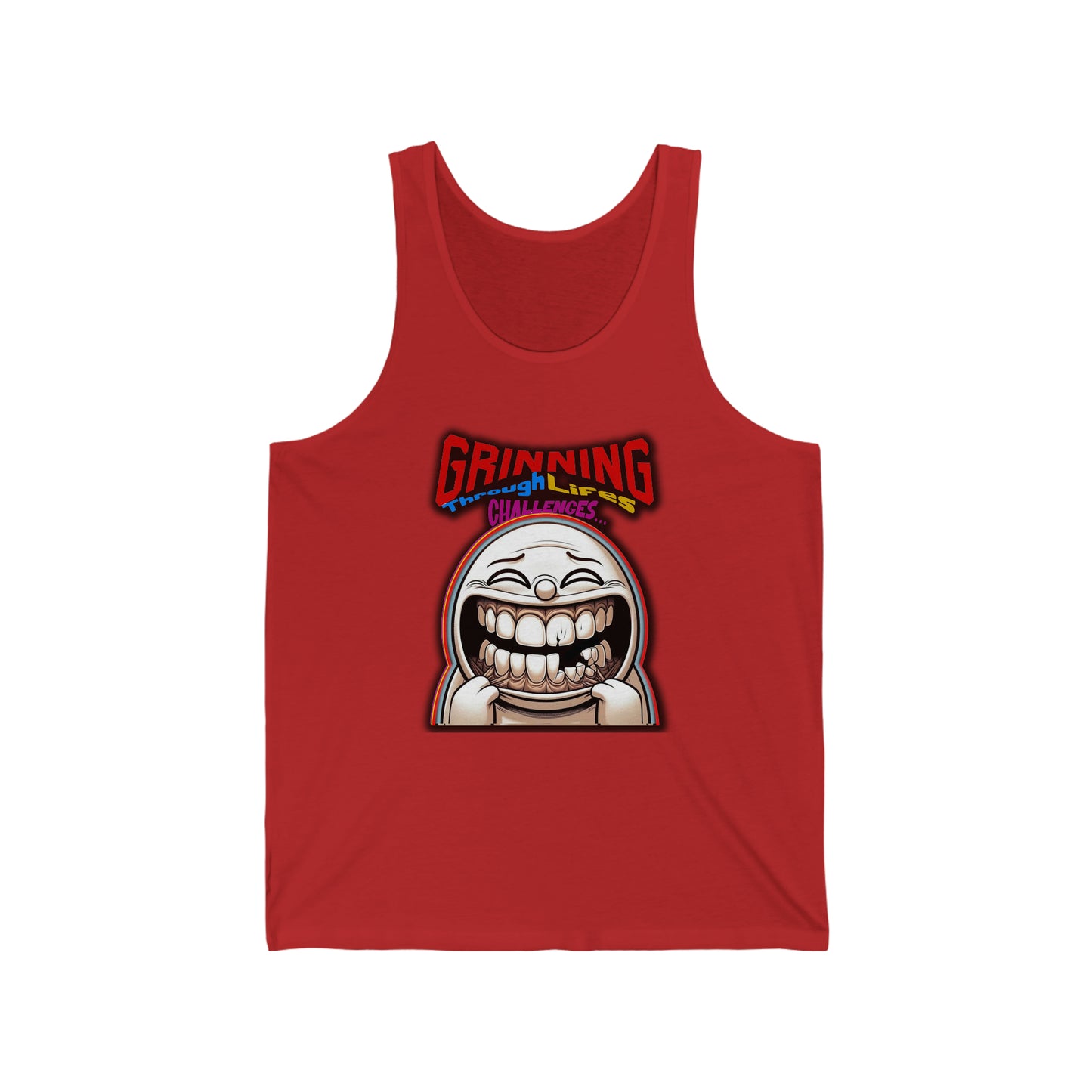 Grinning through life's challenges Unisex Jersey Tank