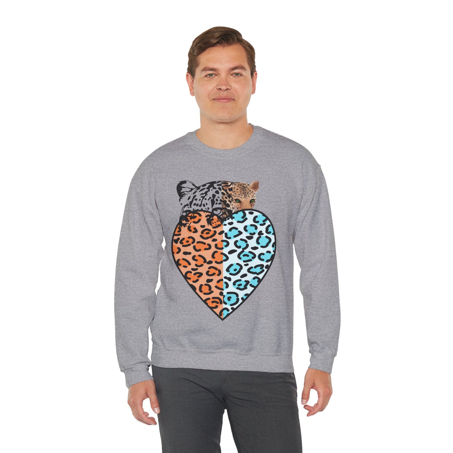 Leopard Heart Heavy Blend Crewneck Sweatshirt