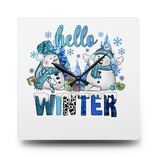 Large Unique Winter Wall Clock - Modern Wood Design Silent